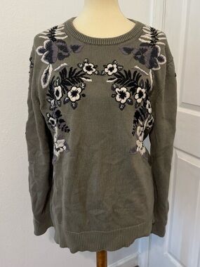 J.Lindeberg Floral Embroidered Graphic Crewneck Sweater Hakan Flower Sage XL